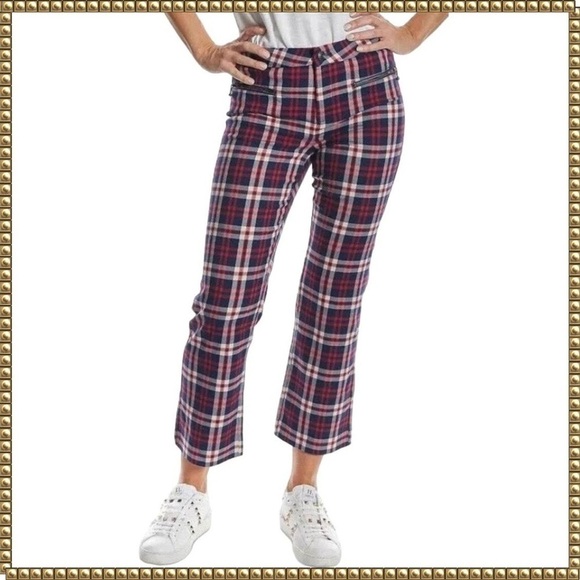 Oat New York Pants - OAT New York Wallace Plaid High Rise Cropped Pants 27